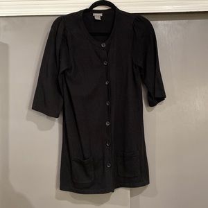 Ann Taylor short sleeve black sweater with pockets, three-quarter length size M